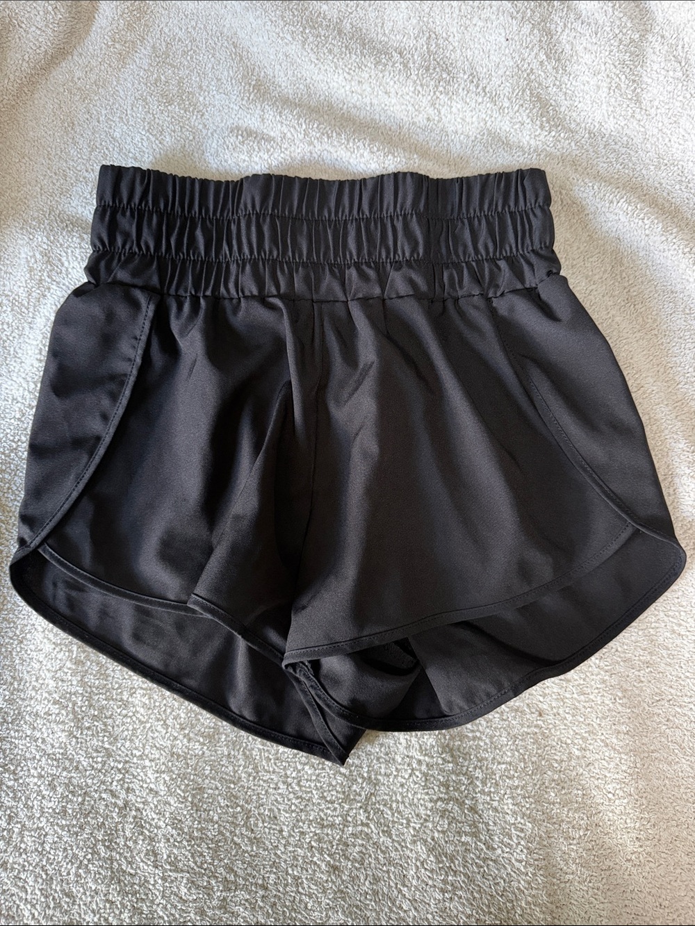 Women's Black Athletic Shorts with High Elastic Waistband